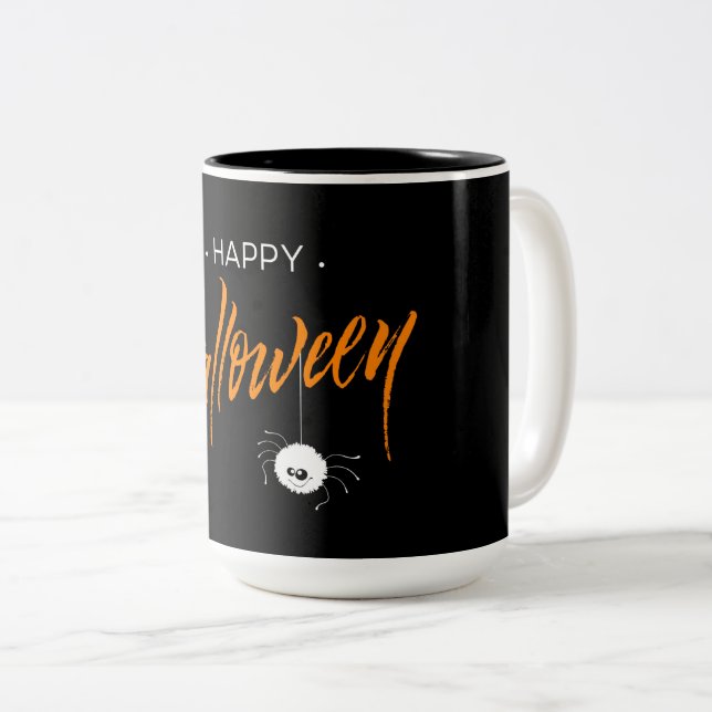 Happy Halloween Spider Two-Tone Coffee Mug (Front Right)
