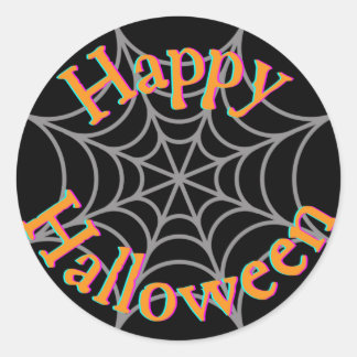 Happy Halloween Spider Web Classic Round Sticker