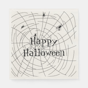 Happy Halloween Spider Web Doodle Illustration Napkin