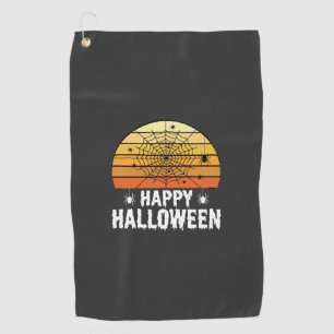 Happy Halloween Spider Web Sunset Design Golf Towel