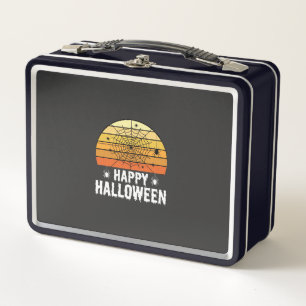 Happy Halloween Spider Web Sunset Design Metal Lunch Box