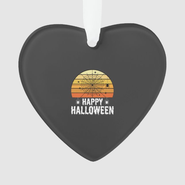 Happy Halloween Spider Web Sunset Design Ornament (Front)