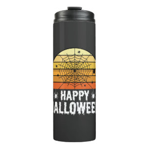 Happy Halloween Spider Web Sunset Design Thermal Tumbler