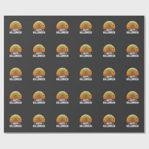 Happy Halloween Spider Web Sunset Design Wrapping Paper