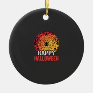 Happy Halloween Spider Web Vector Design Ceramic Ornament