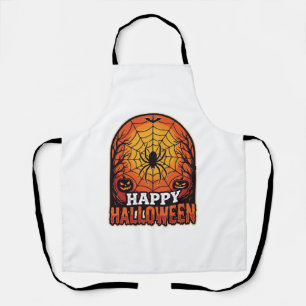 Happy Halloween Spider Web Vintage Engraving Desig Apron