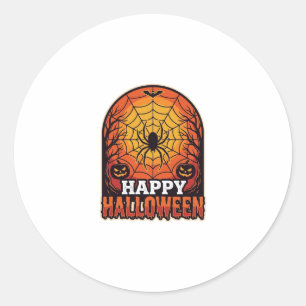 Happy Halloween Spider Web Vintage Engraving Desig Classic Round Sticker