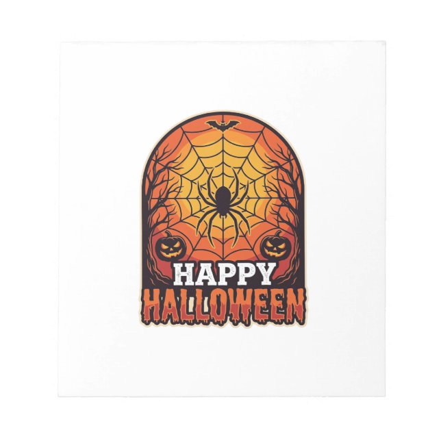 Happy Halloween Spider Web Vintage Engraving Desig Notepad (Front)