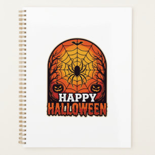 Happy Halloween Spider Web Vintage Engraving Desig Planner