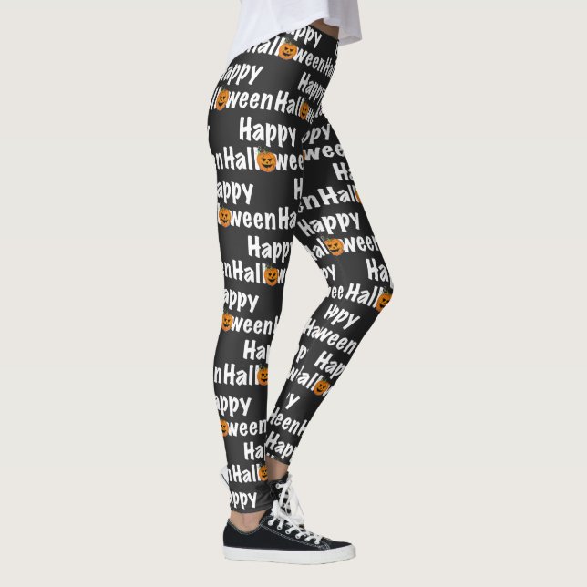 Happy Halloween spooktacular pumpkin Jack-lantern  Leggings (Right)