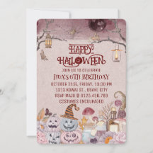  Happy Halloween Spooky Birthday Party Invitation