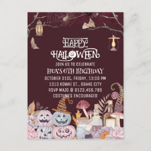 Happy Halloween Spooky Birthday Party Invitation Postcard