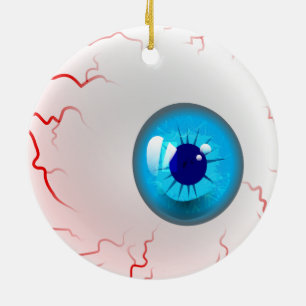 Happy Halloween! Spooky Blue Eyeball Ceramic Tree Decoration