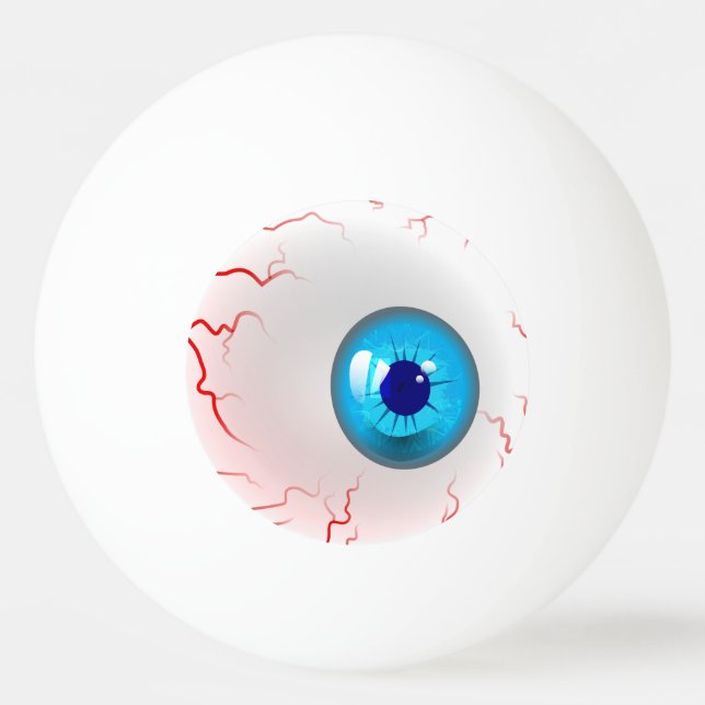 Happy Halloween! Spooky Blue Eyeball Ping Pong Ball (Front)