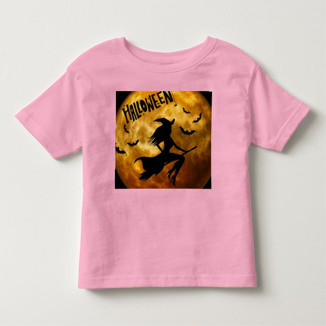 Happy Halloween Spooky Broomstick Witch On Pumpkin Toddler T-Shirt (Front)