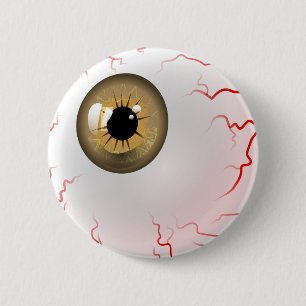 Happy Halloween! Spooky Brown Eyeball 6 Cm Round Badge