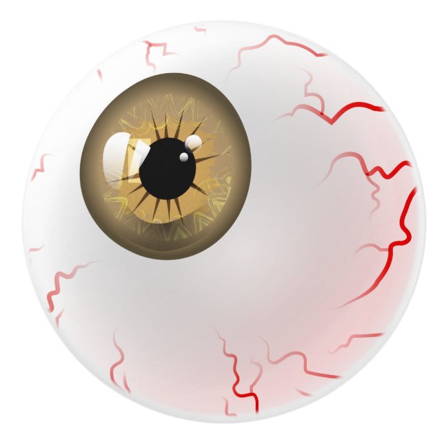 Happy Halloween! Spooky Brown Eyeball Ceramic Knob (Front)