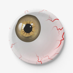 Happy Halloween! Spooky Brown Eyeball Paper Plate
