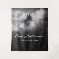 Happy Halloween Spooky Castle Party Backdrop