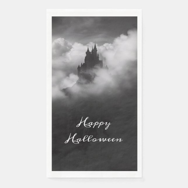 Happy Halloween Spooky Castle Party Napkin (Front)