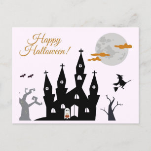 Happy Halloween Spooky Castle Postcard