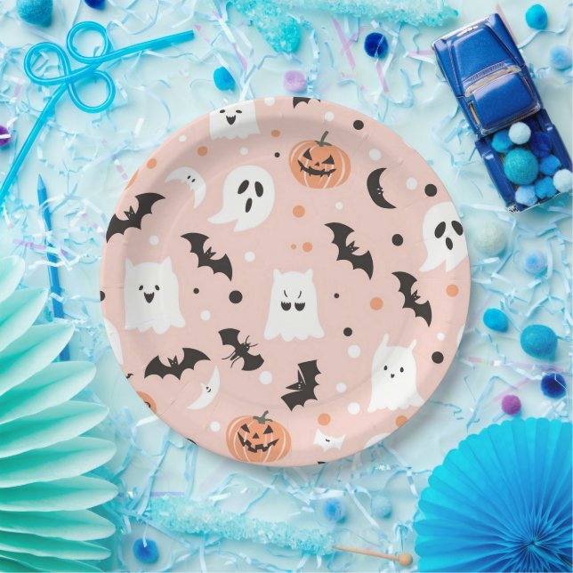 Happy Halloween Spooky Cute & Festive Halloween  Paper Plate (Party)