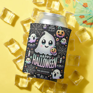 Happy Halloween Spooky Cute Ghost Can Cooler