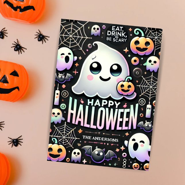 Happy Halloween Spooky Cute Ghost  Holiday Card (Creator Uploaded)