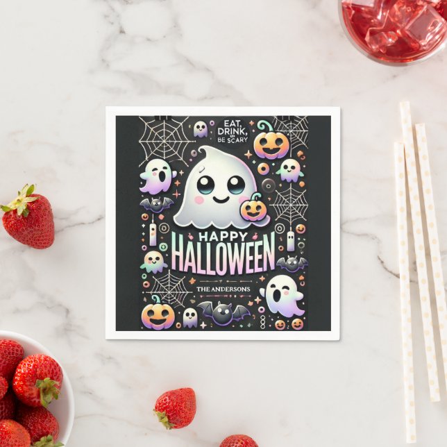 Happy Halloween Spooky Cute Ghost  Napkin (Insitu)
