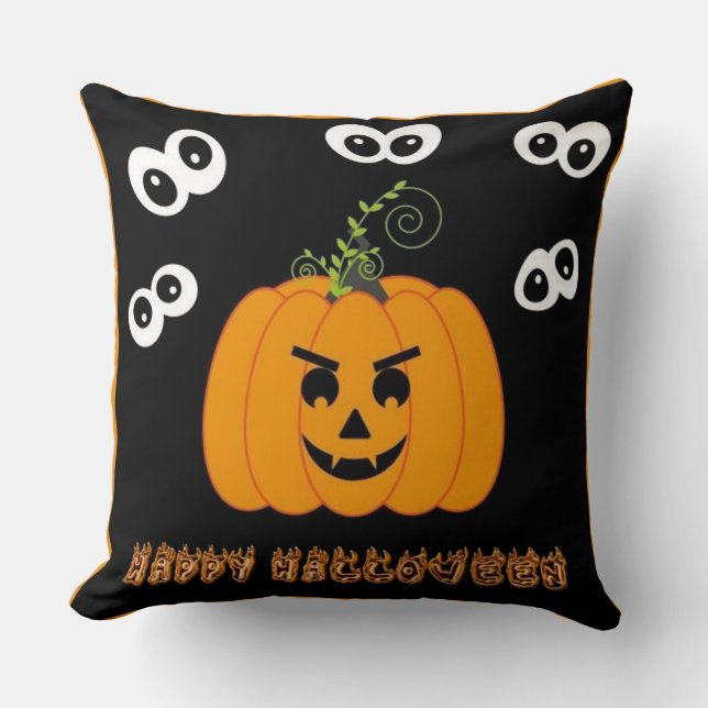 Happy Halloween Spooky Eyes Cushion (Front)