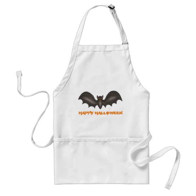 Happy Halloween Spooky Flying Black Bat Standard Apron (Front)