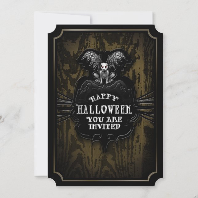 Happy Halloween Spooky Gargoyle Invitation (Front)