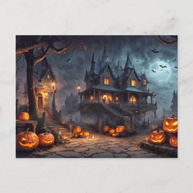 Happy Halloween | Spooky Haunted Dwelling Postcard (Front)