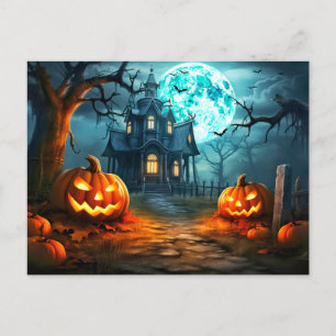 Happy Halloween Spooky Haunted Dwelling Postcard