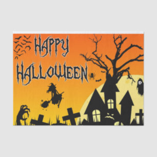 Happy Halloween Spooky Haunted House, Cemetery  Tissue Paper