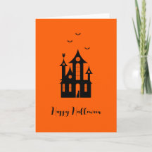 Happy Halloween Spooky Haunted House Orange Black