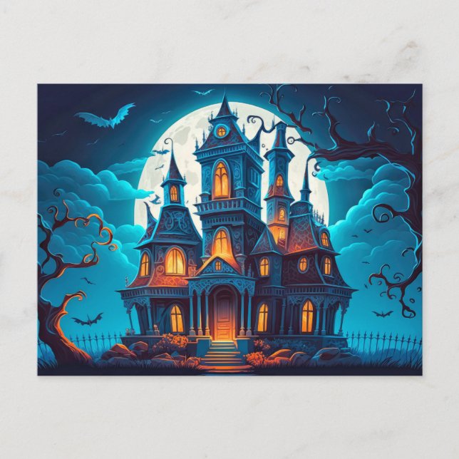 Happy Halloween | Spooky Haunted House Postcard (Front)
