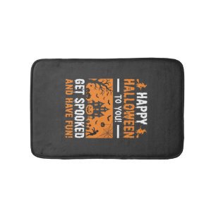 Happy Halloween Spooky Haunted House Quote Bath Mat