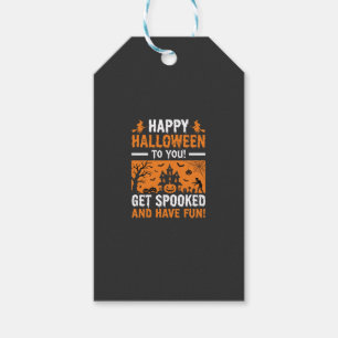 Happy Halloween Spooky Haunted House Quote Gift Tags