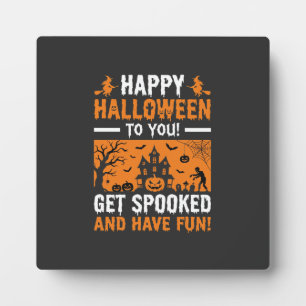 Happy Halloween Spooky Haunted House Quote Plaque