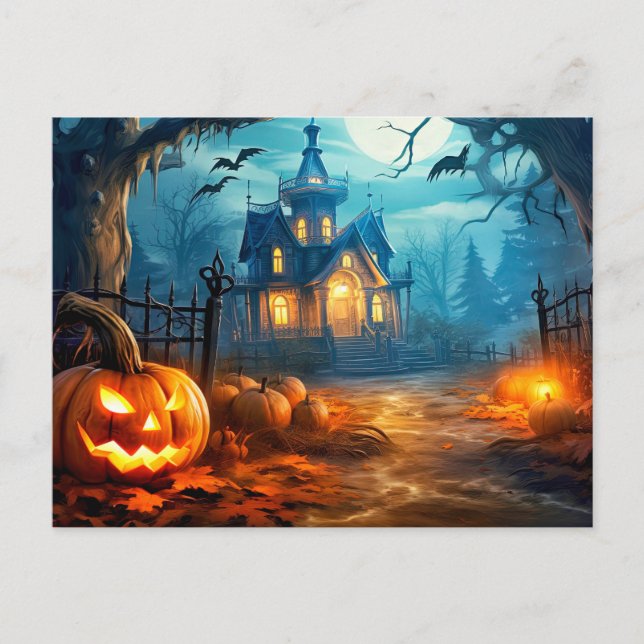Happy Halloween Spooky Haunted Mansion Postcard (Front)