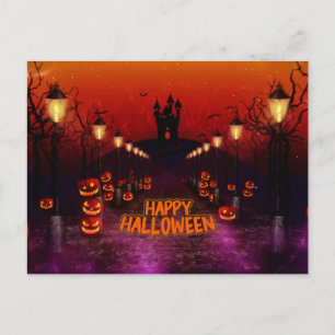 Happy Halloween Spooky Haunted Witch Castle  Postcard