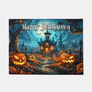 Happy Halloween   Spooky Illuminating Pumpkins Doormat
