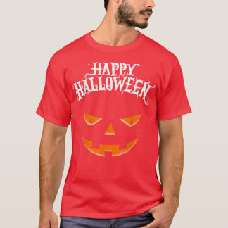 Happy Halloween Spooky Jack O Lantern Pumpkin Face T-Shirt