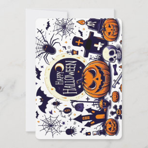 Happy Halloween Spooky Mix with Pumpkins & Skull Invitation