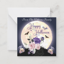  happy halloween spooky moon and roses holiday