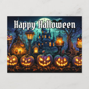 Happy Halloween   Spooky Nefarious Pumpkins Postcard