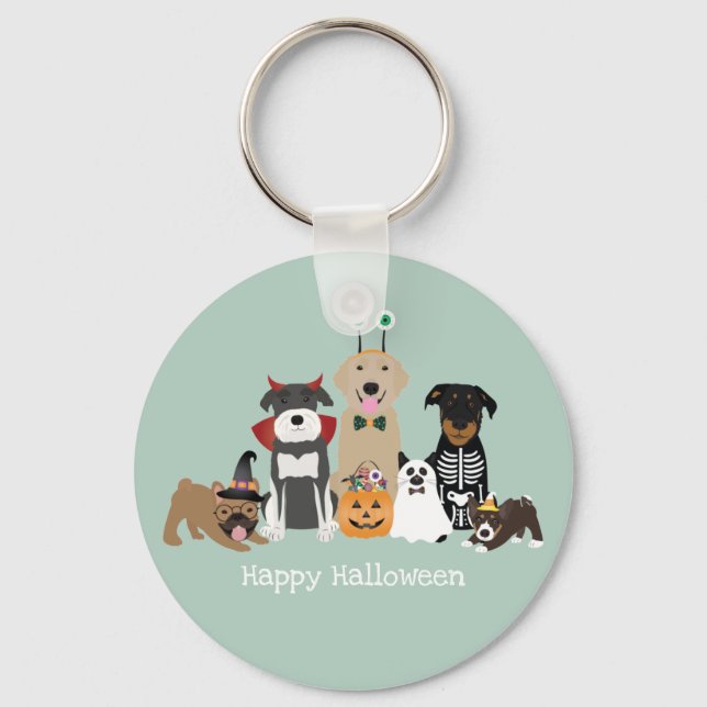 Happy Halloween Spooky Pet Costumes Key Ring (Front)