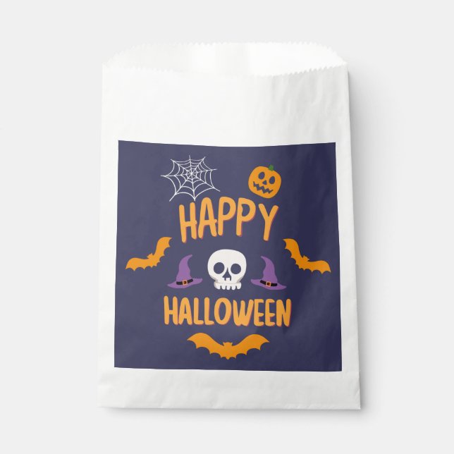 Happy Halloween spooky pumpkin bat orange candy Favour Bag (Front)