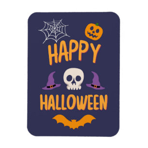Happy Halloween spooky pumpkin bat orange design Magnet